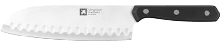 Richardson Sheffield Cucina Santoku Knife 12.5cm – Food Release on Every Cut – Full Tang Martensitic Stainless Steel – Hollow Ground – 3-Rivet Classic Handle – Dishwasher Safe