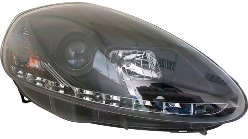 AUTO-STYLE Satz Scheinwerfer TFL-Look kompatibel mit Fiat Grande Punto 2005-2008 - Schwarz