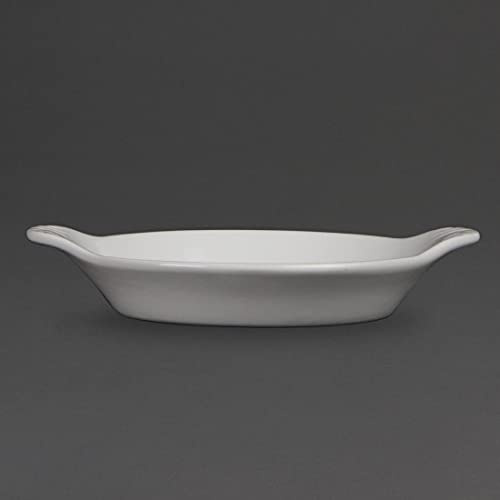 Olympia Whiteware Porcelain Round Eared Dishes 170x140mm White, 140X170 | Vitrified 6-pack hotelware serving plates with chip-resistant rolled edges. Oven, microwave, freezer and dishwasher safe.