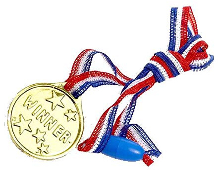 Henbrandt Gold Winners Medals Box of 120 - Bulk Wholesale Childrens Party Bag Favour Filler Fete Lucky Dip Prizes Toys