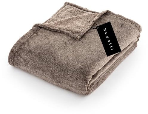 Bugatti 3300 Kuscheldecke XL 160x220cm – kuschelige Decke braun, hochwertige Markenqualität aus Flanellflausch, warm und weich