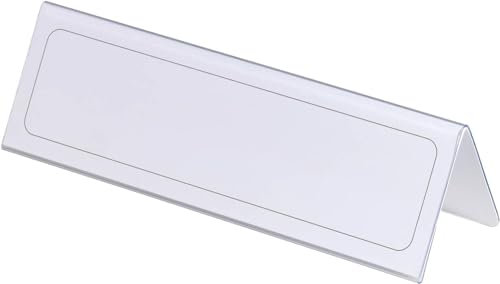 Durable Table Place Name Holder 61 x 210mm Transparent - Pack of 25 - Perfect for Meetings, Conferences, Events, etc.
