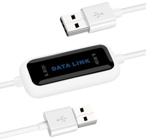 Salcar Cable USB para Transferencia de Datos de PC a PC/Data Link Cable/Conexión Directa de Alta Velocidad para Ordenadores y portátiles/Easy Copy per Windows 10/8.1/8/7/Vista/XP2000 (Blanco)