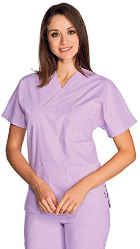 Robinson Unisex Damen Herren Kasack mit V-Ausschnitt lila Größe L