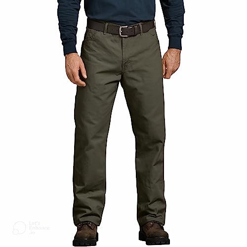 Dickies Men's Relaxed Fit Duck Jean, Moss, 38W x 32L