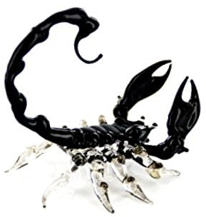Skorpion Schwarz Glas - Glasfigur Schwarzer Skorpion - Glastier Figur Scorpion T-03S-black Deko Vitrine