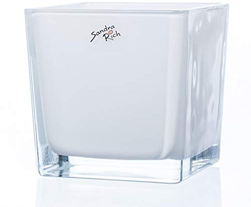 Sandra Rich, Glasübertopf Cube Weiss Cube-Colour Decoration-White 12 x 12 cm Art.: 70210-12 WE