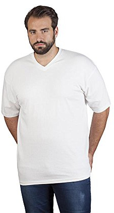 Premium V-Ausschnitt T-Shirt Plus Size Herren, Weiß, XXXL