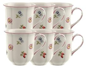 Villeroy & Boch 10-2395-4870 Petite Fleur Becher mit Henkel, Porzellan, Weiß, 32.20 x 21.5 x 11.70 cm, 6 Einheiten