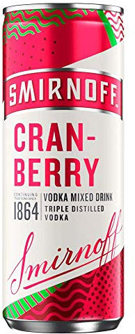 Smirnoff No. 21 Vodka & Cranberry Ready to Drink | 5% vol | 250ml | Can | Crisp Cranberry Juice Mixed with Smirnoff No. 21 Vodka | Cocktail in a Can | Serve Chilled