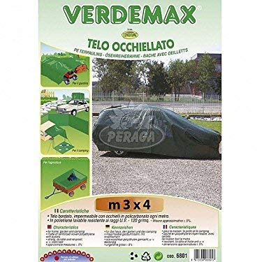 Verdemax 6803 Telo Occhiellato Verde 120 Grammi/Mq Mt 3X4
