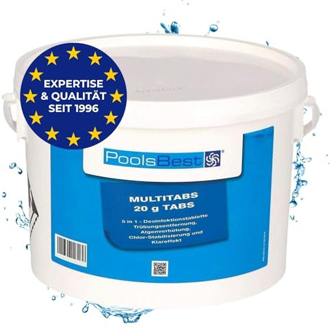 PoolsBest 3kg Chlor Mini Multitabs 5 in 1 I 20g Mini Chlortabletten für Pool/Whirlpool/Aufstellpool & Planschbecken I All in One Poolpflege Tabs I Reinigungstablette für Pools bis 20m³