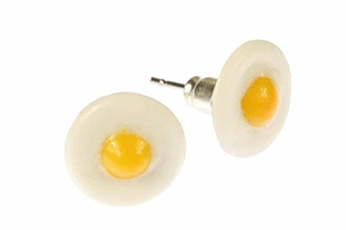 Miniblings Spiegelei Ohrstecker Stecker Ohrringe Ei Eier Frühstück rund 1cm - Handmade Modeschmuck I Ohrringe Stecker Ohrschmuck