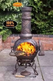 Gardeco Toledo Extra- Large Cast Iron Chimenea in Bronze with Grapes Design