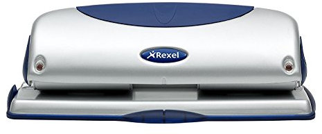 Rexel P425 Locher (Vier-fach-Lochung, Metall, Namensfeld, Kapazität 25 x 80g/qm) blau/silberfarben