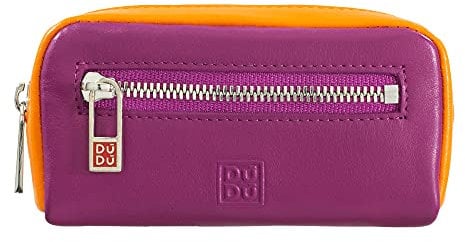 DUDU Bunte Unisex Schlüsseltasche in echtem Kalbsleder Fuchsia