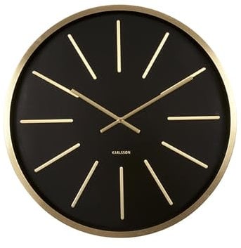 Karlsson Wanduhr Maxiemus Brass Station Schwarz, Metall, Black, 60x60x5 cm