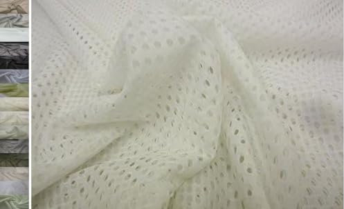 StoffBook WOLLWEIß NETZ LOCHFILET STOFF -WABE 4MM- NETZSTOFF STOFFE, C265