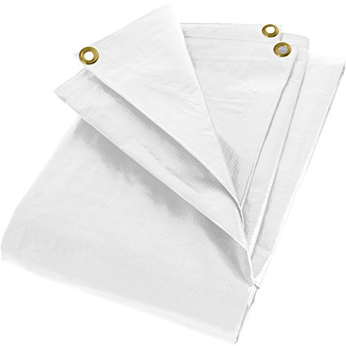Zill Gewebeplane PE - Holzabdeckplane Abdeck-Plane Schutzplane Gewebe Holz Plane mit Ösen 5 x 8 m weiß 280g/m²