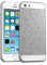 kwmobile Hülle für Apple iPhone SE / 5 / 5S - Backcover Case Handy Schutzhülle Kunststoff - Hardcase Cover Glitzer Rechteck Design Silber Weiß