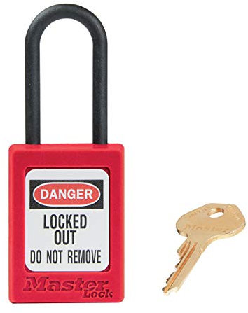 Master Lock S32RED Cadenas de Consignation en Thermoplastique Diélectrique pour Installations Electriques, Rouge, Anse 3,8 x 1,6 cm
