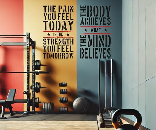 2 große Home Gym Fitness motivierende Wandtattoo Zitate.