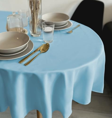 Rollmayer Tischdecke Tischtuch Tischwäsche Gastronomie Kollektion Vivid Uni einfarbig pflegeleicht waschbar 21 Farben zur Auswahl, Produkt für den täglichen Gebrauch(Himmelblau 14, Oval 140x180cm)