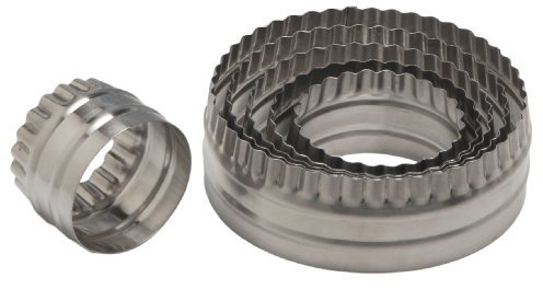 Ateco Double Sided Large Round Cutters in Graduated Sizes, Fluted & Plain Edges, Stainless Steel, 6 Pc Set