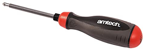 Amtech 6-in-1 Multi-Head Screwdriver, S2 Steel Blade with Phillips & Pozi Heads (#1, #2, #3), 16 mm Hex Drive, Ergonomic Grip for DIY, Trade & Assembly Tasks