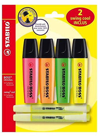 4 Original Boss Highlighters + 2 Free Swing Cool