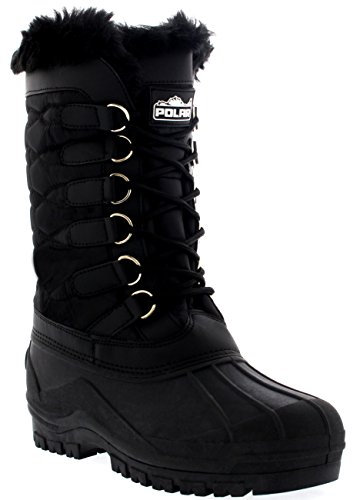 Donna Nylon Tempo Freddo All'Aperto Neve Polsino In Pelliccia Stivali - BLK37 AYC0132