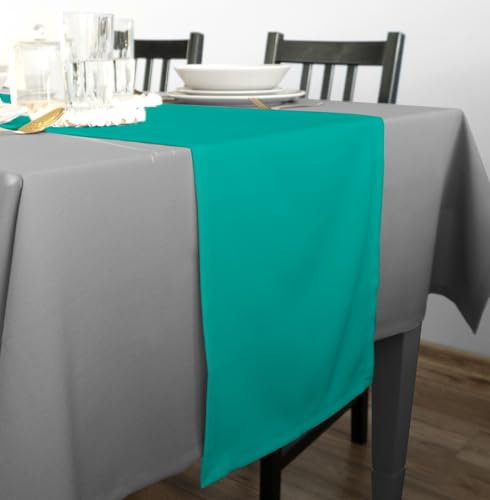Rollmayer Hochwertiger Tischläufer Tischwäsche Uni einfarbig Pflegeleicht Kollektion Vivid, Farbe & Größe wählbar 21 Farben zur Auswahl, Produkt für den täglichen Gebrauch (Türkis 17, 40x120cm)