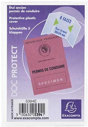 Exacompta - Réf. 5394UE - 1 étui de protection 3 volets pour carte mutuelle, carte jeune au format inférieur à 12,5 x 26,4 cm déplié - étui 6 faces en PVC lisse - Usage intensif - Couleur cristal