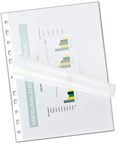 Honbeanify JNM 100 Stk. PAVO Laminierfolientaschen DIN A4+ mit Abheftrand / Filex