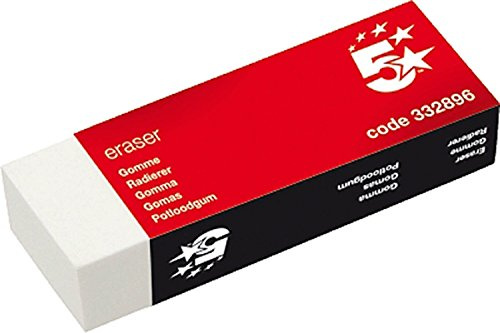 5 Star Plastic Eraser Paper-Sleeved 60x21x21mm [Pack 10]