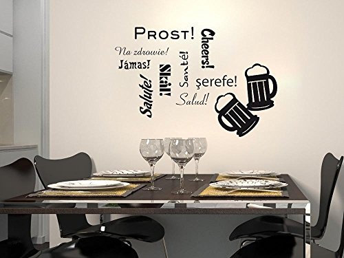 GRAZDesign Wandtattoo Küche Prost Ba | Küchenaufkleber & Bar Aufkleber selbstklebend - 84x57cm / 070 schwarz