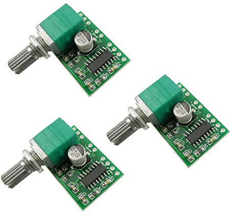 Aihasd 3 Piezas PAM8403 Mini Placa amplificadora de audio DC 5 V 3W + 3W Digital Amplificador de audio Módulo amplificador de potencia con potenciómetro Fuente de alimentación USB