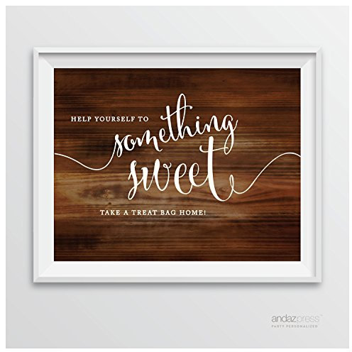 Andaz Press Hochzeits-Party-Schilder, rustikaler Holzdruck, 21,6 x 27,9 cm, Helfen Sie sich selbst zu etwas Süßes und nehmen Sie eine Leckerei-Tasche, Home Dessert Tischschild, 1 Stück, ungerahmt