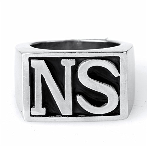 HIJONES Schmuck Herren Edelstahl Biker Ringe, NS, Weinlese, Silber und Schwarz, Größe 60 (19.1)