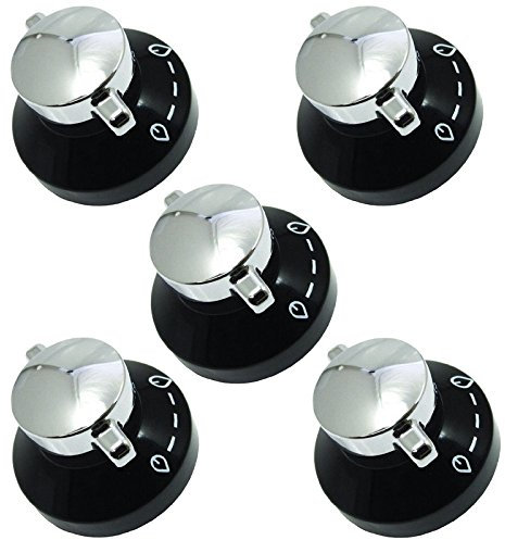 New World Gas Hob Oven Cooker Knobs Flame Control Switch (Pack of 5, Black/Silver)