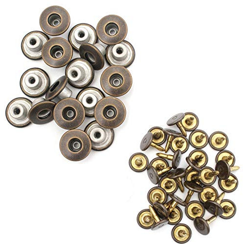 Trimming-Shop Messing-Jeans-Knopf, langlebige Tack-Verschlussknöpfe mit Rückenstiften, Nieten für die Reparatur von Kleidung, Denims, Jacken, Röcke, dunkle Bronze, 14 mm, 10 Stück