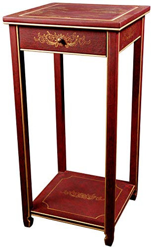 Oriental Furniture Meuble asiatique unique avec tiroir en laque chinoise Rouge mat 29 cm