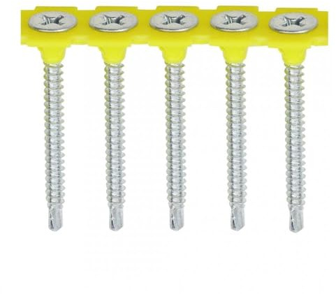 TIMCO 00045COLLSD Collated Self Drilling Drywall Screw 3.5 x 45 - Zinc (Box of 1000), Silver