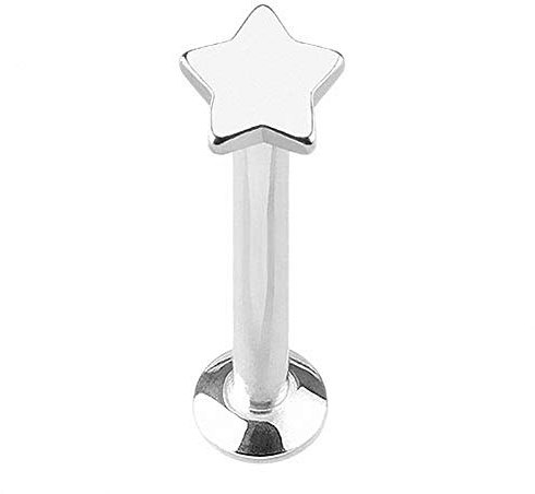 Piercingfaktor Piercing Tragus Helix Ohr Cartilage Stab Labret Stecker Madonna Monroe Lippenpiercing Lippe Knorpel Stern Star 6mm Silber