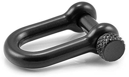 Manille droite en acier avec un axe à visser simple à manier, manille en forme de U, idéale avec les paracordes 550, confection de bracelets, grandeur: M, 33mm x 25mm, couleur: noir, de la marque Ganzoo – lot de 10 manilles