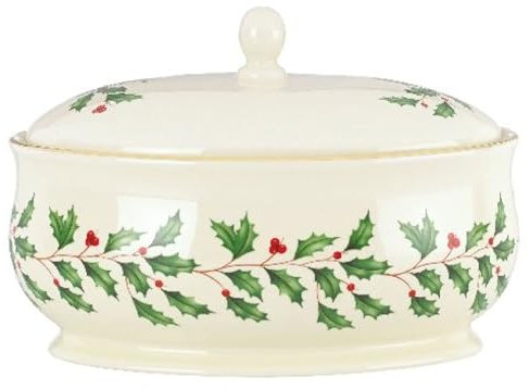 Lenox Holiday Ivory Porcelain Christmas Candy Jar with Lid