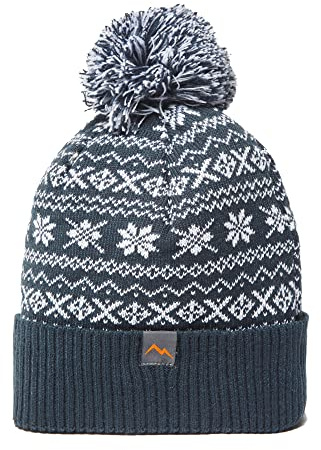 Peter Storm Unisex Drew Fairisle Beanie, Warm & Comfortable Bobble Hat for Men & Women, Ideal for Walking & Hiking, Cold Weather & Winter Accessories, Navy, One Size