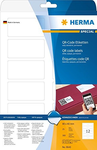 Universaletiketten 80x40 weiß HERMA 9643 QR-Code