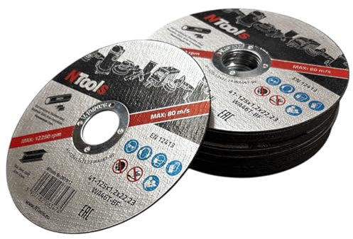NTools SDC – Dischi da taglio 125 x 1,2 x 22,23 mm, 25 pezzi | Dischi da taglio 125 per ferro, sottili e resistenti, ideali per il taglio di metallo, acciaio e acciaio inossidabile (Inox)