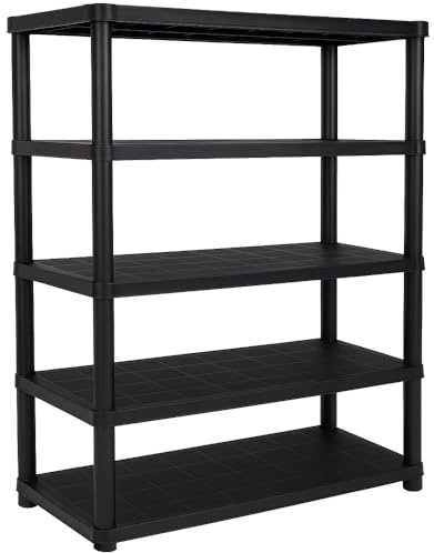 Ondis24 Kunststoffregal anthrazit 120 x 40 x 180 cm – Schwerlast Steckregal mit 5 Böden, 60 kg pro Ebene – Lagerregal, Kellerregal, Werkstattregal, Aufbewahrungsregal für Garage & Vorratsraum